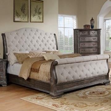 Crown Mark Sheffield Upholstered King Sleigh Bed with Button Tufting